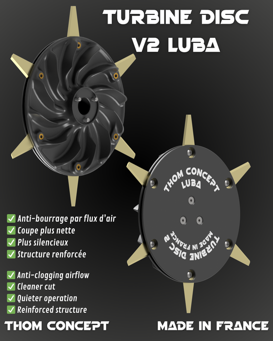Disques de coupe Turbine V2 LUBA 2 et 3 – Plateaux de coupe anti-bourrage avec couvre-plateaux renforcés
